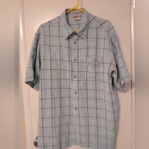 Mens Alpine Design Size XL Light Blue Plaid Short Sleeve Button Down